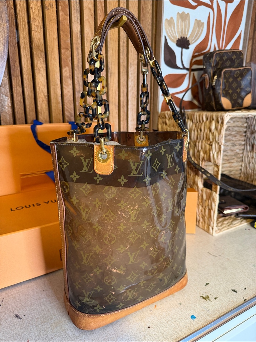 Louis Vuitton Brown Monogram PVC Tote with Chain-Link Straps